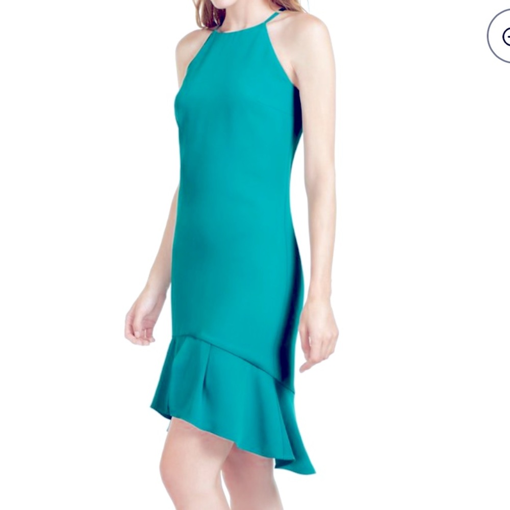 NWT| Trina Turk Dress | Teal Ruffle Hem Dress Size 10